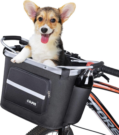 COFIT Detachable Bike Basket, Multi-Purpose Bicycle Handlebar Basket for Pet, Shopping, Commuter