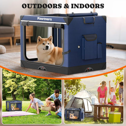 Collapsible Dog Crate: 30 Inch Foldable Soft Sided Dog Crate for Medium Dogs, Portable Dog Travel