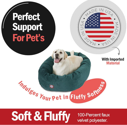 Majestic Pet 40 Inch Micro Velvet Calming Dog Bed Washable 40x29x9 (inch) – Cozy Soft Round Donut