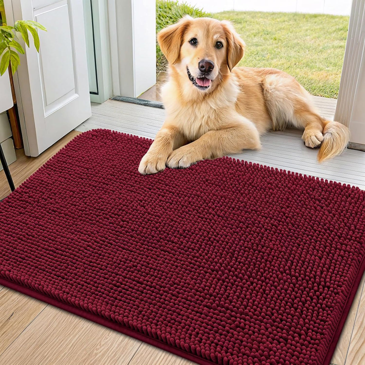 Smiry Dog Door Mat for Muddy Paws 36x24, Absorbs Moisture and Dirt Doormat, Non-Slip Washable Quick