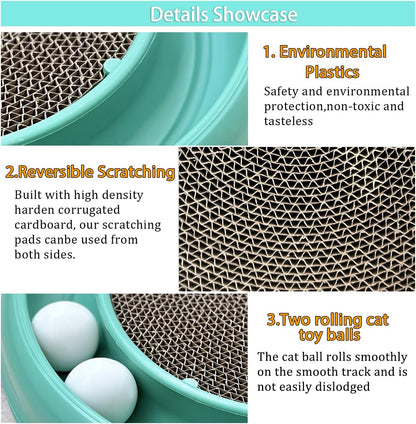 Interactive Cat Ball Track Toy for Indoor Cats, Cat Scratching Board & Exercise Set for Bored