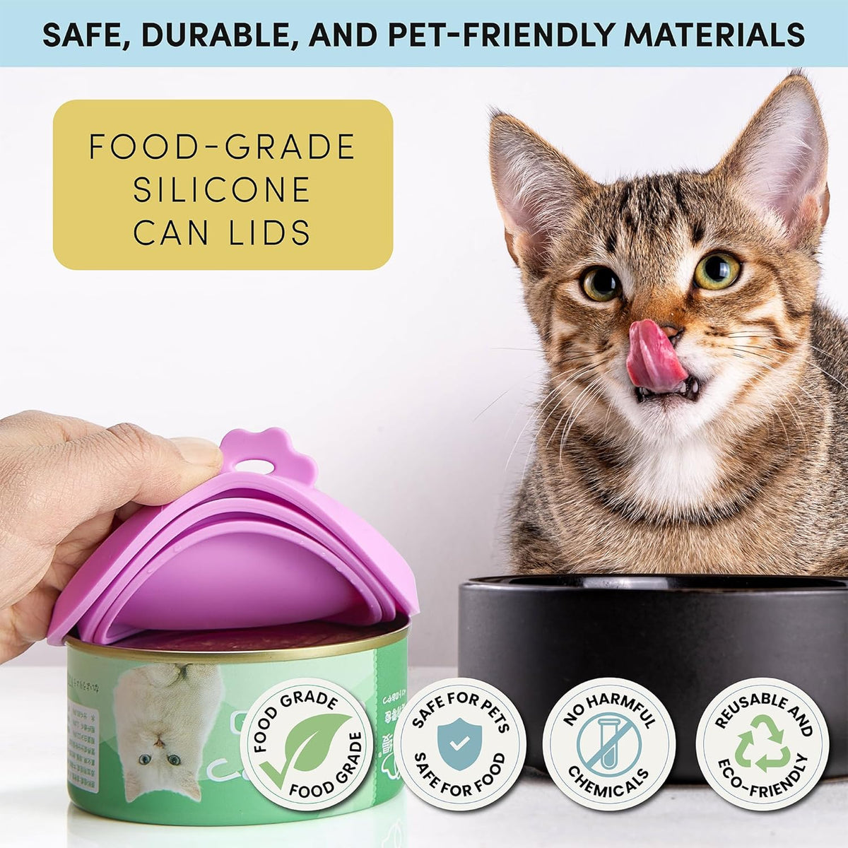 4 Pack Universal Pet Food Can Covers Lids - One fit 3 Standard Size Cans for Cats and Dogs Food