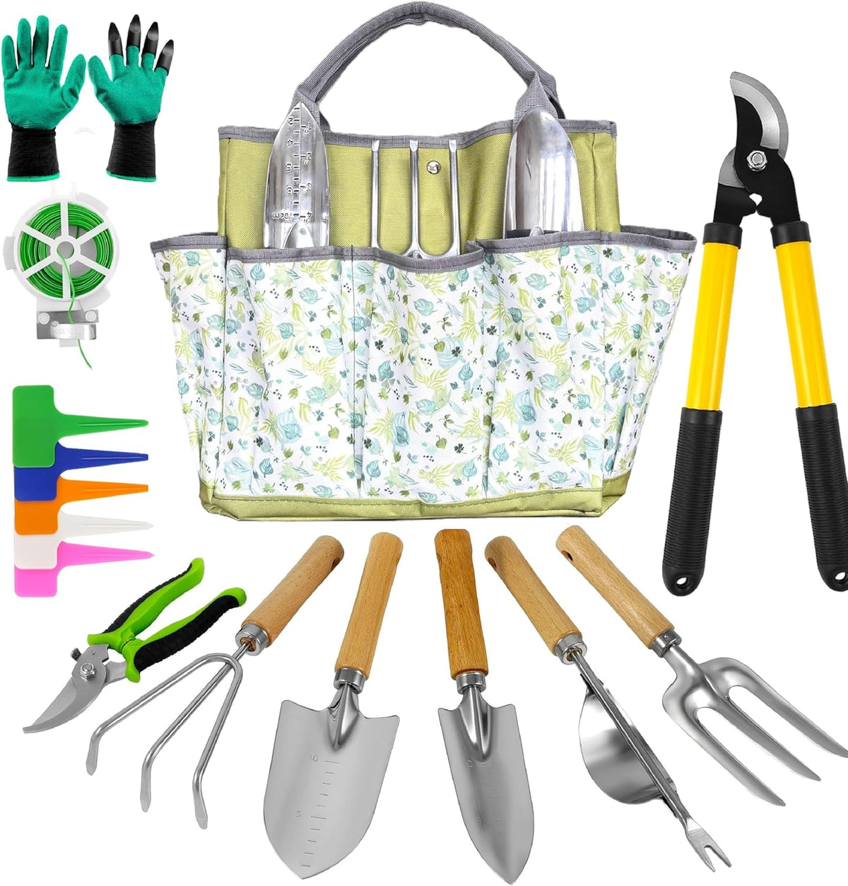 41-Piece Premium Gardening Tool Set, Stainless Steel Heavy Duty Gardening Tool Kit, with Non-Slip