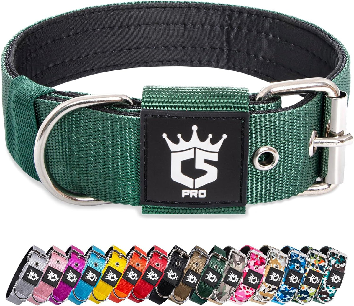 TSPRO Tactical Dog Collar 1.5 Inch Wide Thick Dog Collars with Heavy Duty Metal Buckle, Durable