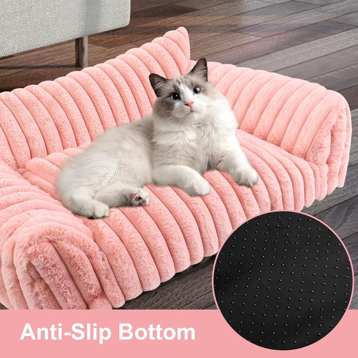 Cute Cat Couch Bed for Indoor Cats, Fluffy Pet Cat Sofa with Premium Soft Corduroy Fleece, Cute
