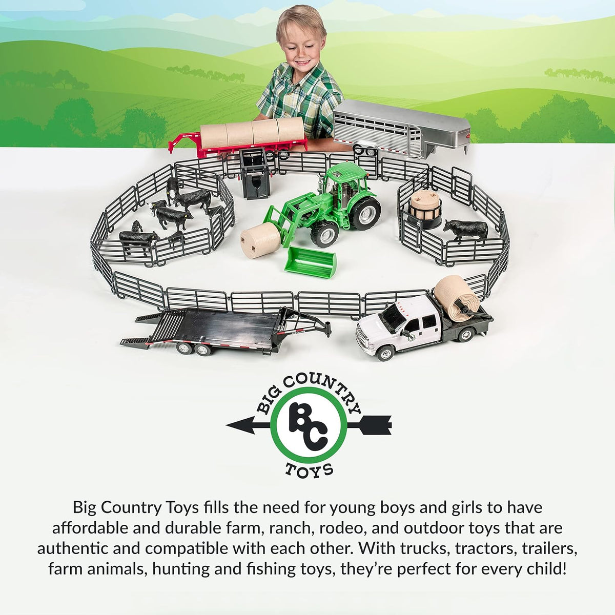 Big Country Toys 12-Piece Ranch Set - Farm Animal Toys for 3 Year Old Boys and Girls - Toy Figures
