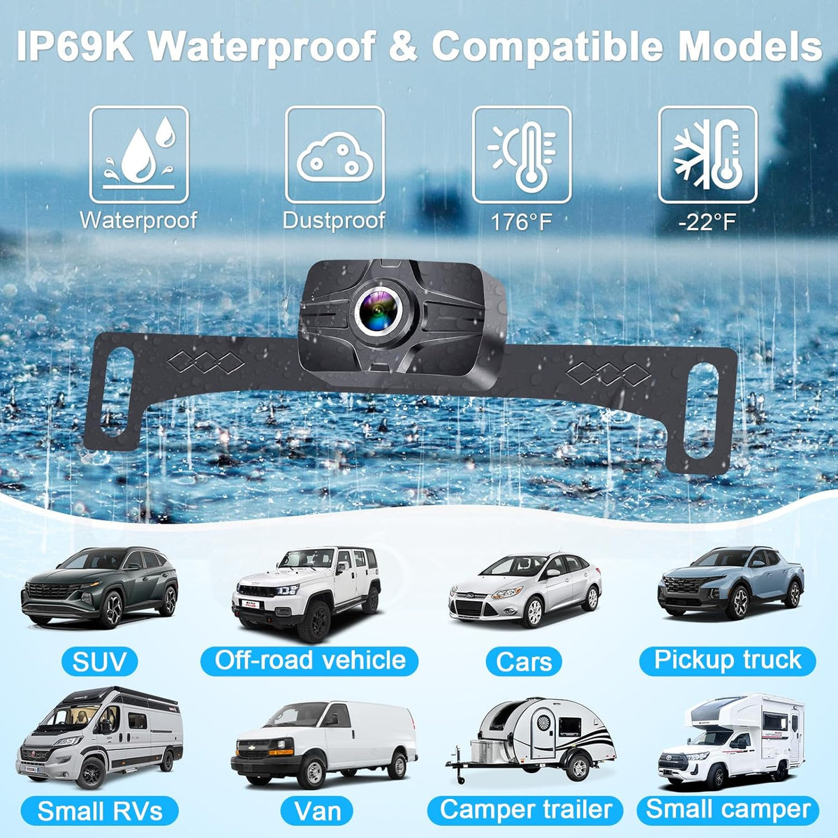 7-Inch Wireless Backup Camera for Truck - 2 Channel, DIY Grid Lines, HD 1080P, Night Vision, IP69K