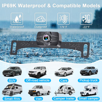 7-Inch Wireless Backup Camera for Truck - 2 Channel, DIY Grid Lines, HD 1080P, Night Vision, IP69K