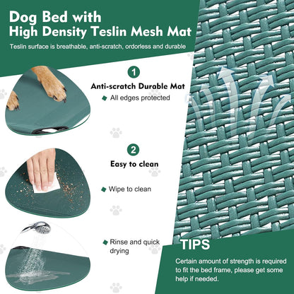 Upgraded Elevated Dog Bed with Canopy, Portable Raised Outdoor Dog Bed with Stable Anti-Slip Feet