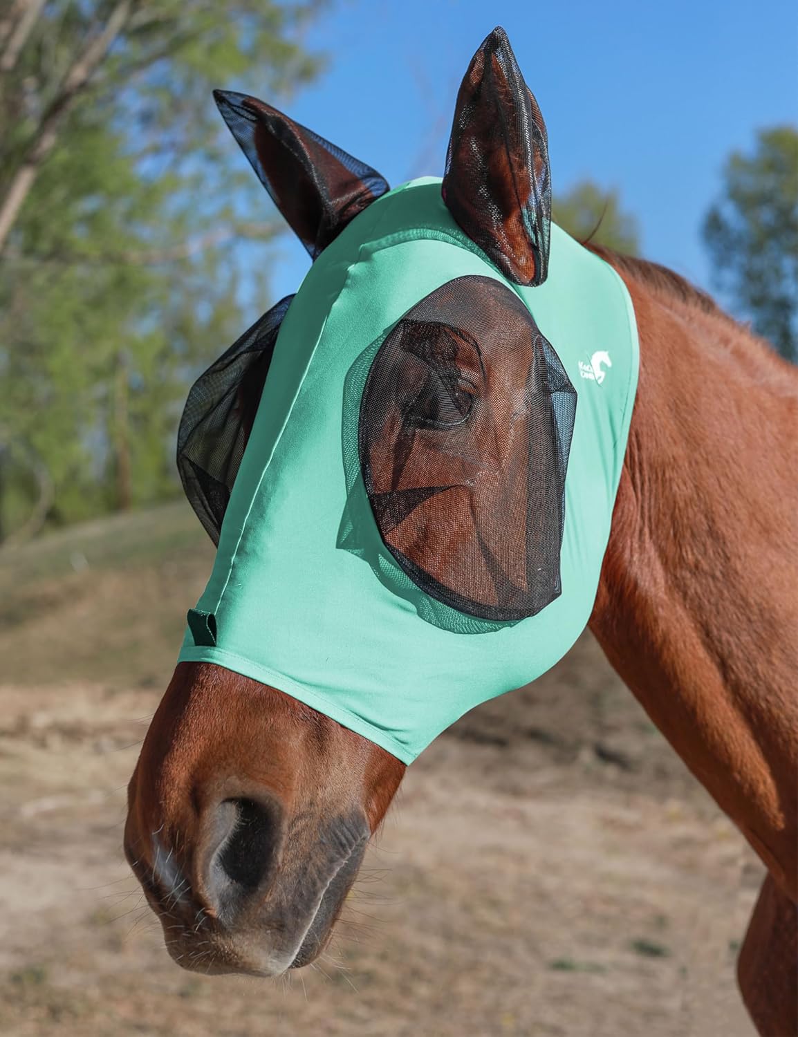 Horse Fly Mask with Ears, UV Protection for Horses, Elasticity with Big Mesh Eye Covers, Snug