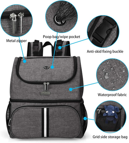BAGLHER Pet Travel Bag, Double-Layer Pet Supplies Backpack (for All Pet Travel Supplies), Pet