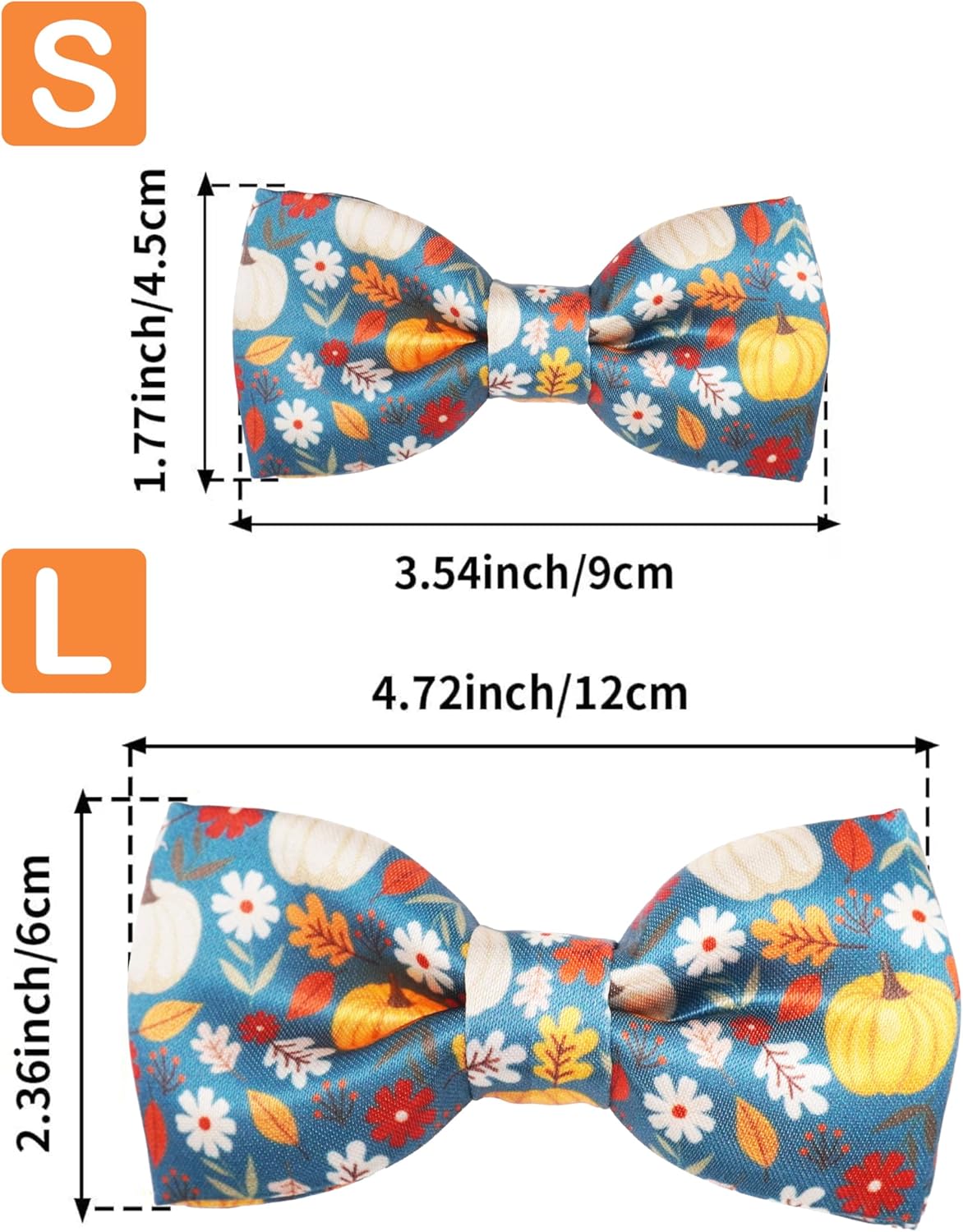 PET SHOW 10 Pack Fall Big Dog Bow Ties for Large Medium Dogs Sliding Collar Attachments Autumn