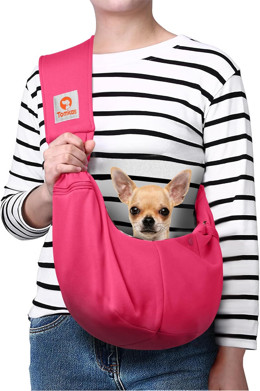 Tomkas Dog Sling Carrier for Small Dogs Puppy Carrier for Small Dogs (Rose red, for Pets Weight 2-7