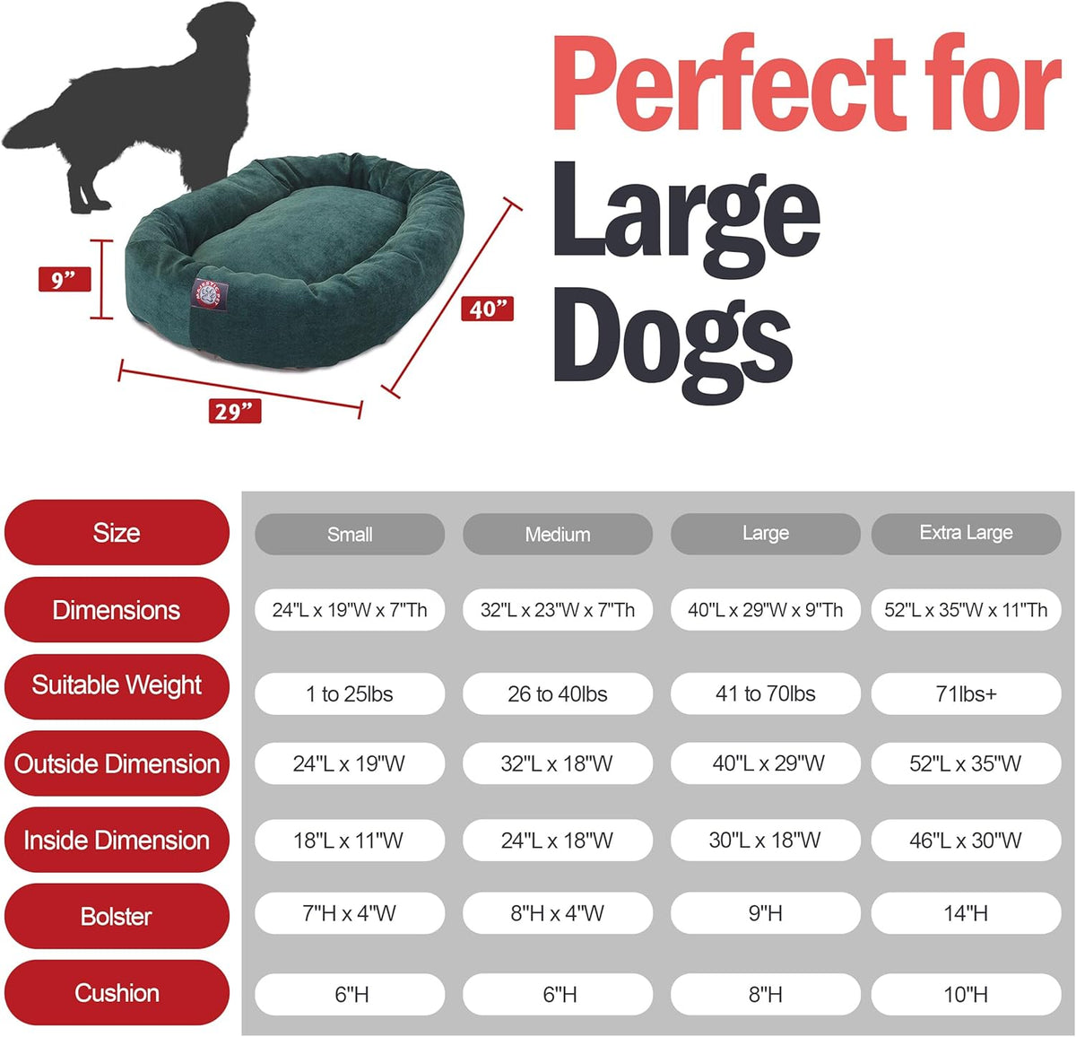 Majestic Pet 40 Inch Micro Velvet Calming Dog Bed Washable 40x29x9 (inch) – Cozy Soft Round Donut