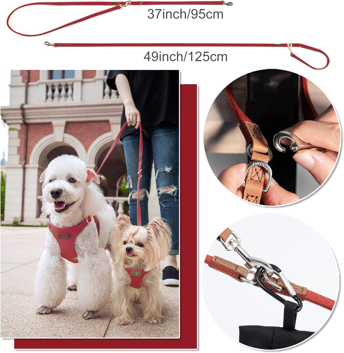 Puppytie No Pull Small Dog Harness with Multifunction Dog Leash,Lightweight Soft Adjustable No