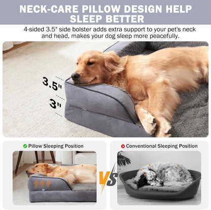 INVENHO Orthopedic Large Dog Bed, Washable Waterproof, Egg-Crate Foam Dog Couch Bed with Washable