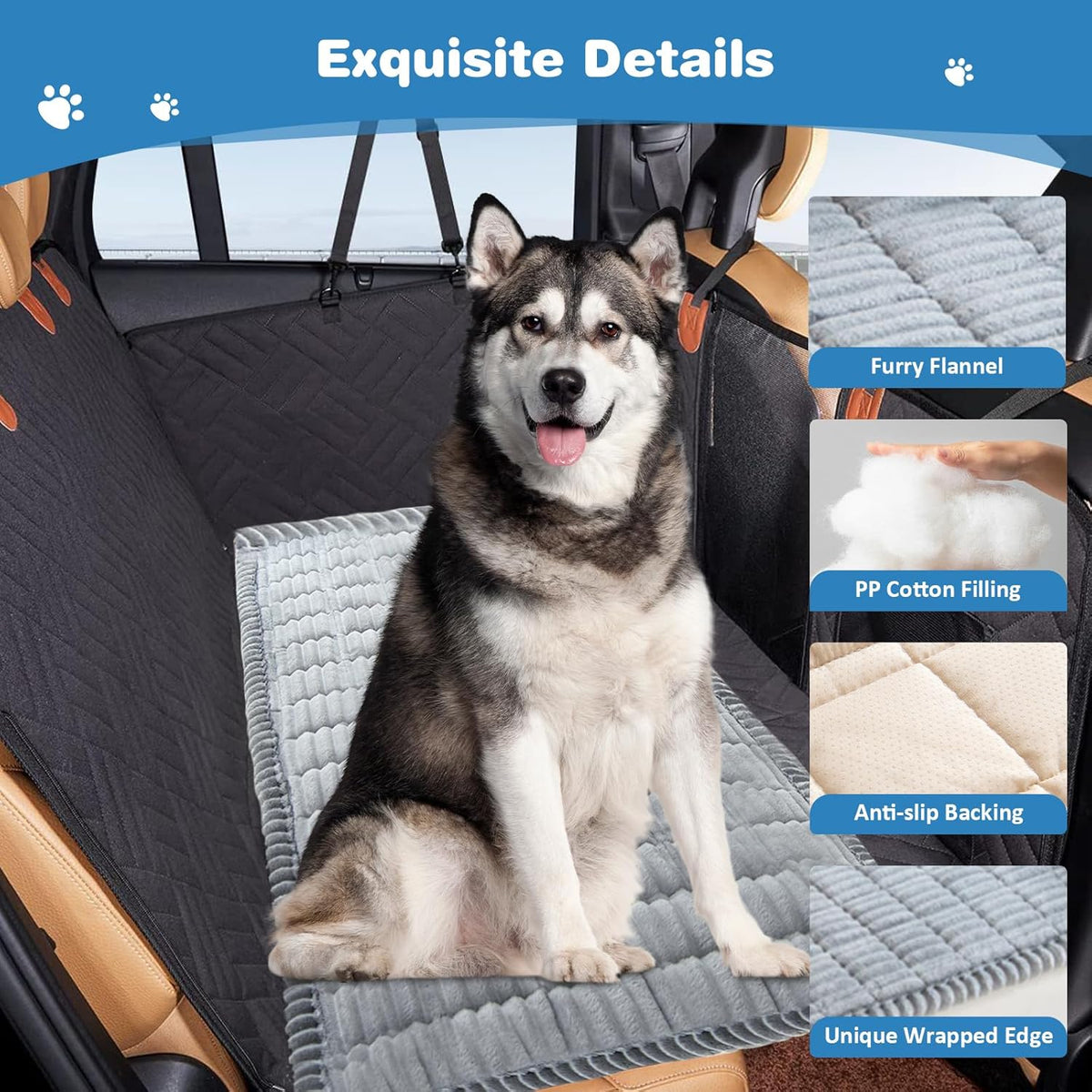 VClife Dog Car Seat Cover for Backseat Extender, Anti Slip Dog Bed Mat Travel Blanket, Pet Friendly