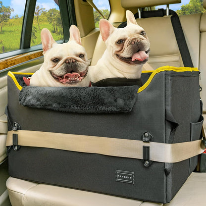 PETSFIT Dog Booster Car Seat, Dog Car Seats for Medium Sized Dogs or 2 Small Pets with 2 Safety
