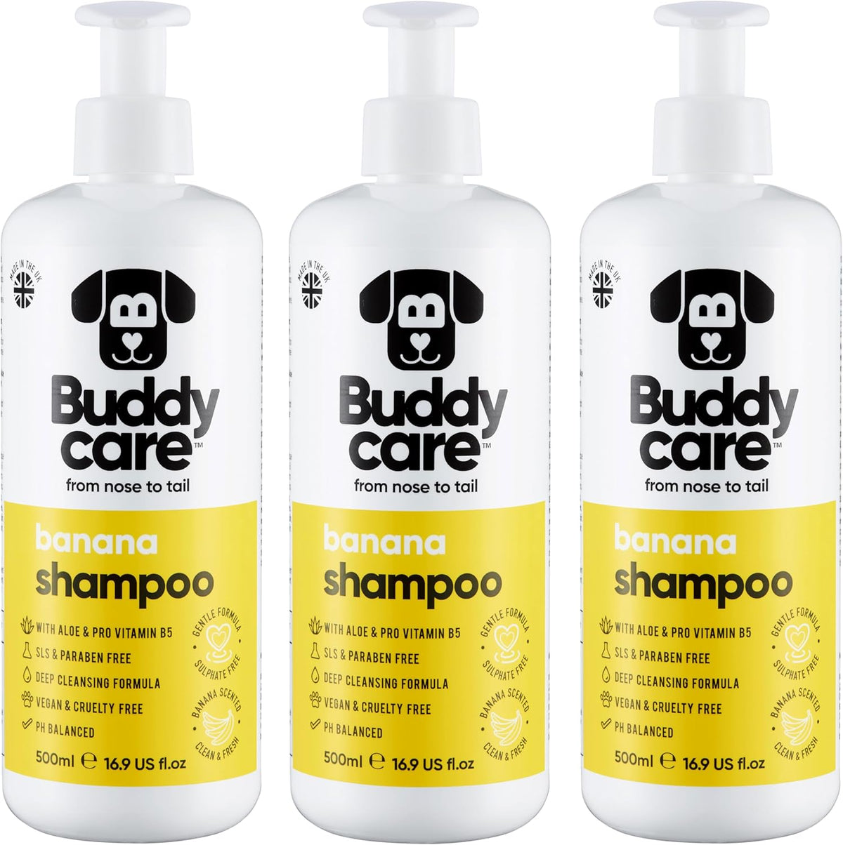 Banana Dog Shampoo & Conditioner by Buddycare | with Aloe Vera and Pro Vitamin B5 (50.72oz)