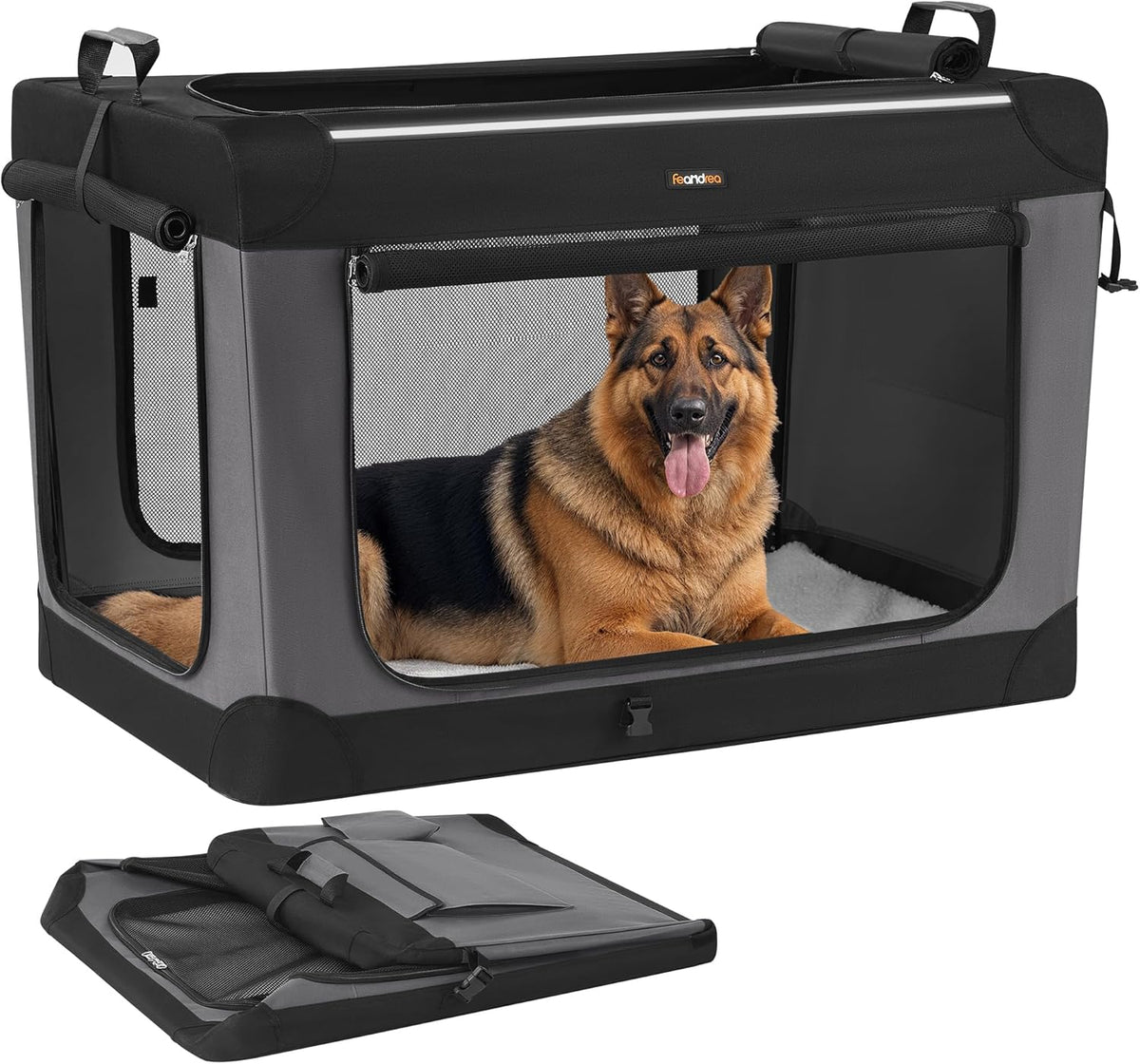 Feandrea Collapsible Dog Crate, 42-Inch Portable Dog Travel Crate for Large Dogs, Oxford Fabric Pet