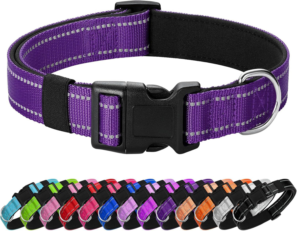 Reflective Dog Collar Padded with Soft Neoprene Breathable Quick Release Basic Dog Collars for