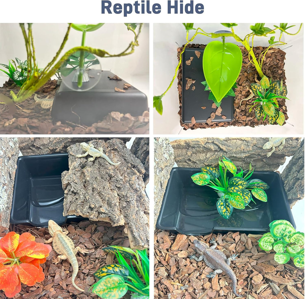 Large 2 Pcs Humid Hideout Cave for Reptiles, Snake Hide for Ball Pythons, Gecko Hide, Leopard