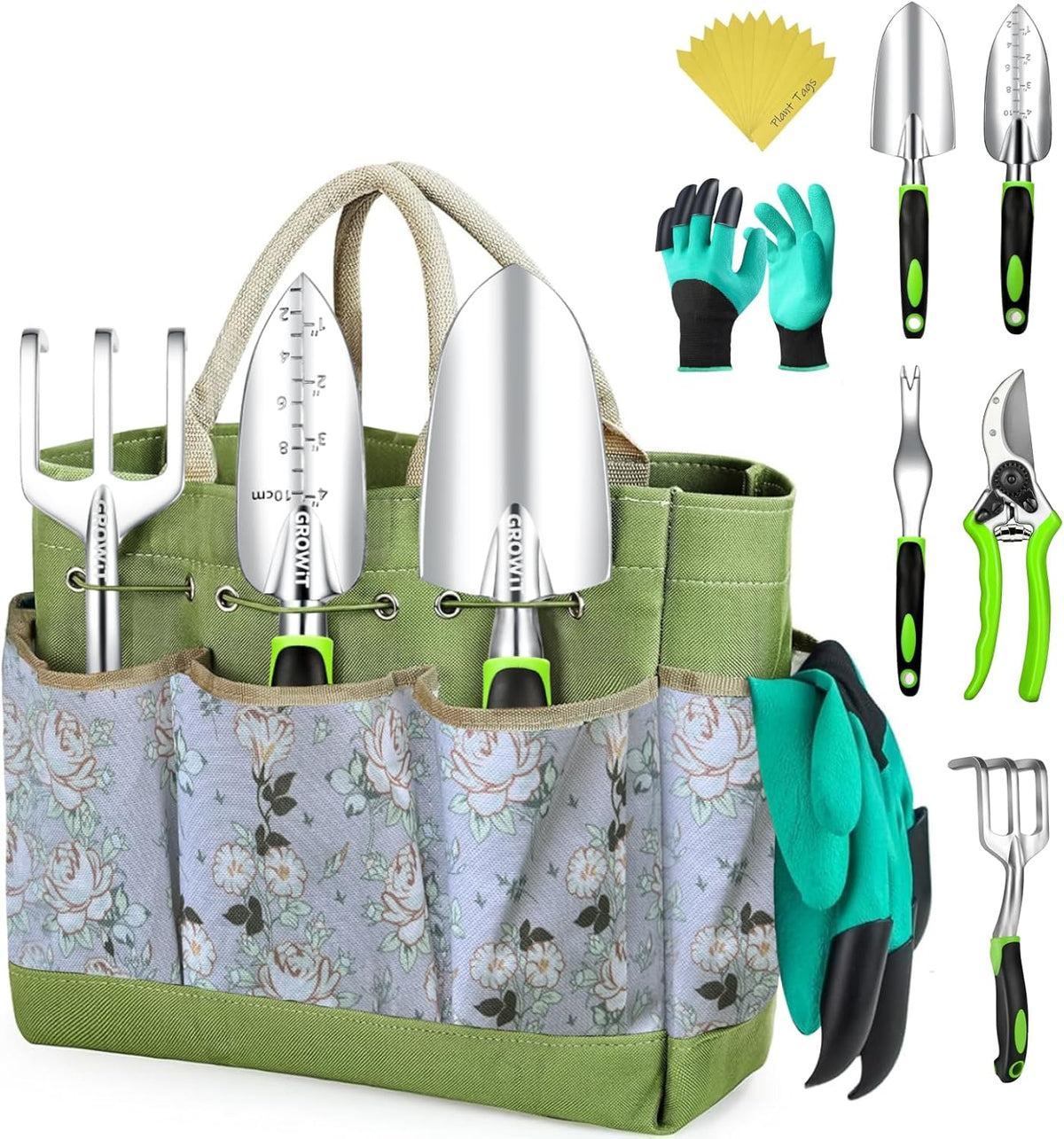 Heavy Duty Garden Tools 22 Pieces Floral Set - Rust Proof, Non-Slip, Durable Gardening Supplies