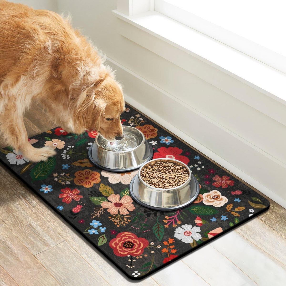 Dog Food Mats for Floors, Absorbent Quick Dry Pet Cat Food Mat, Dog Bowl Mats for Food and Water