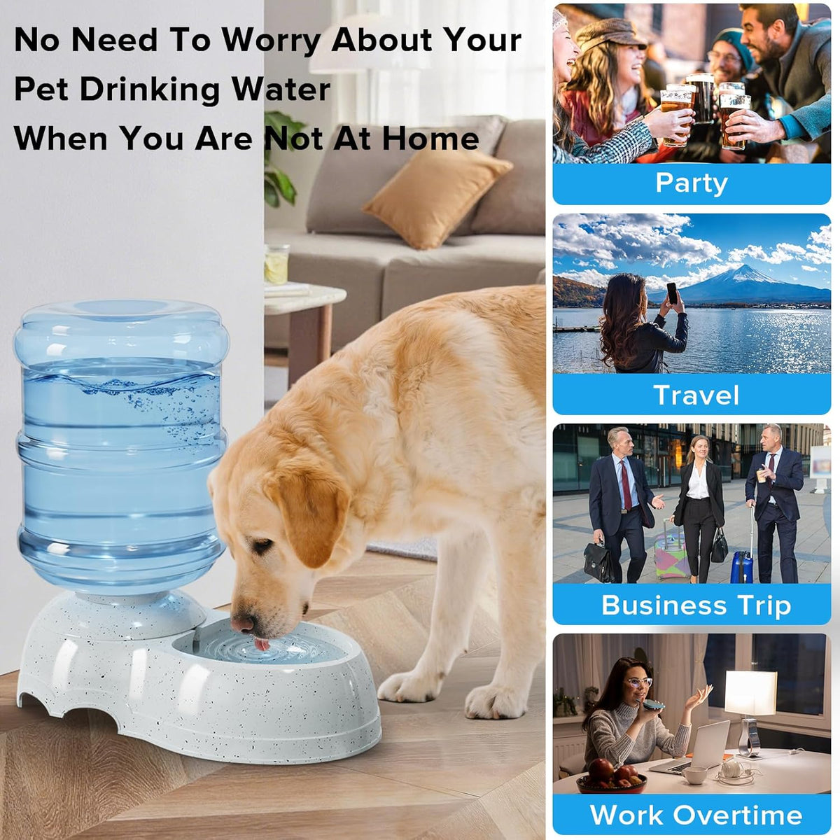 Kenond Water Dispenser Station for Large Dogs,3 Gallon/11L Gravity Automatic Feeder, Dog Water Bowl