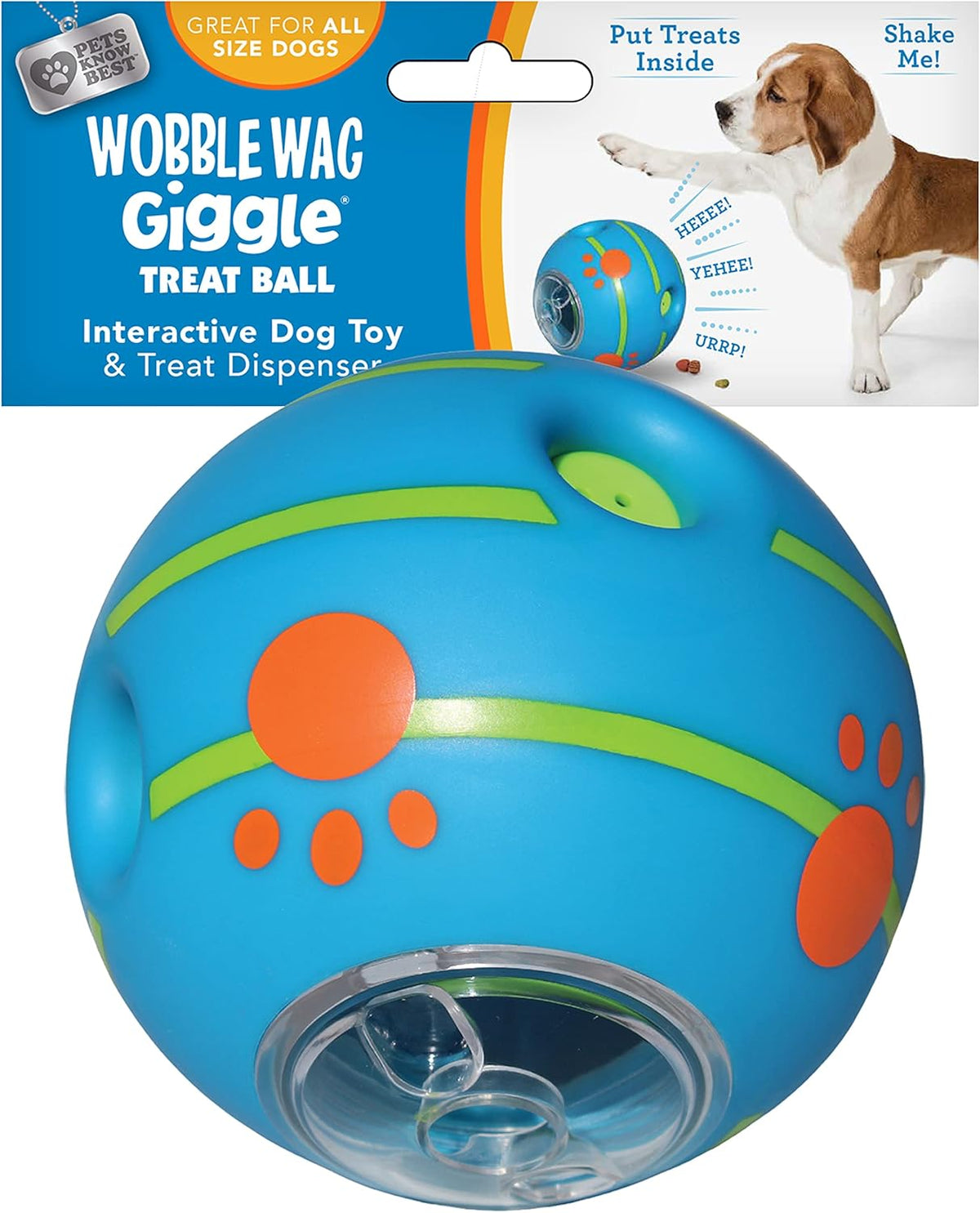 Wobble Wag Giggle Treat Ball- Interactive Dog Toy & Treat Dispenser, Fun Giggle Sounds When Rolled