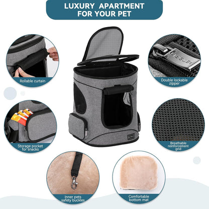 Petsfit Pet Backpack Carrier with Upgrade Waist Cushion Design to Better Fit The Waist, Suitable