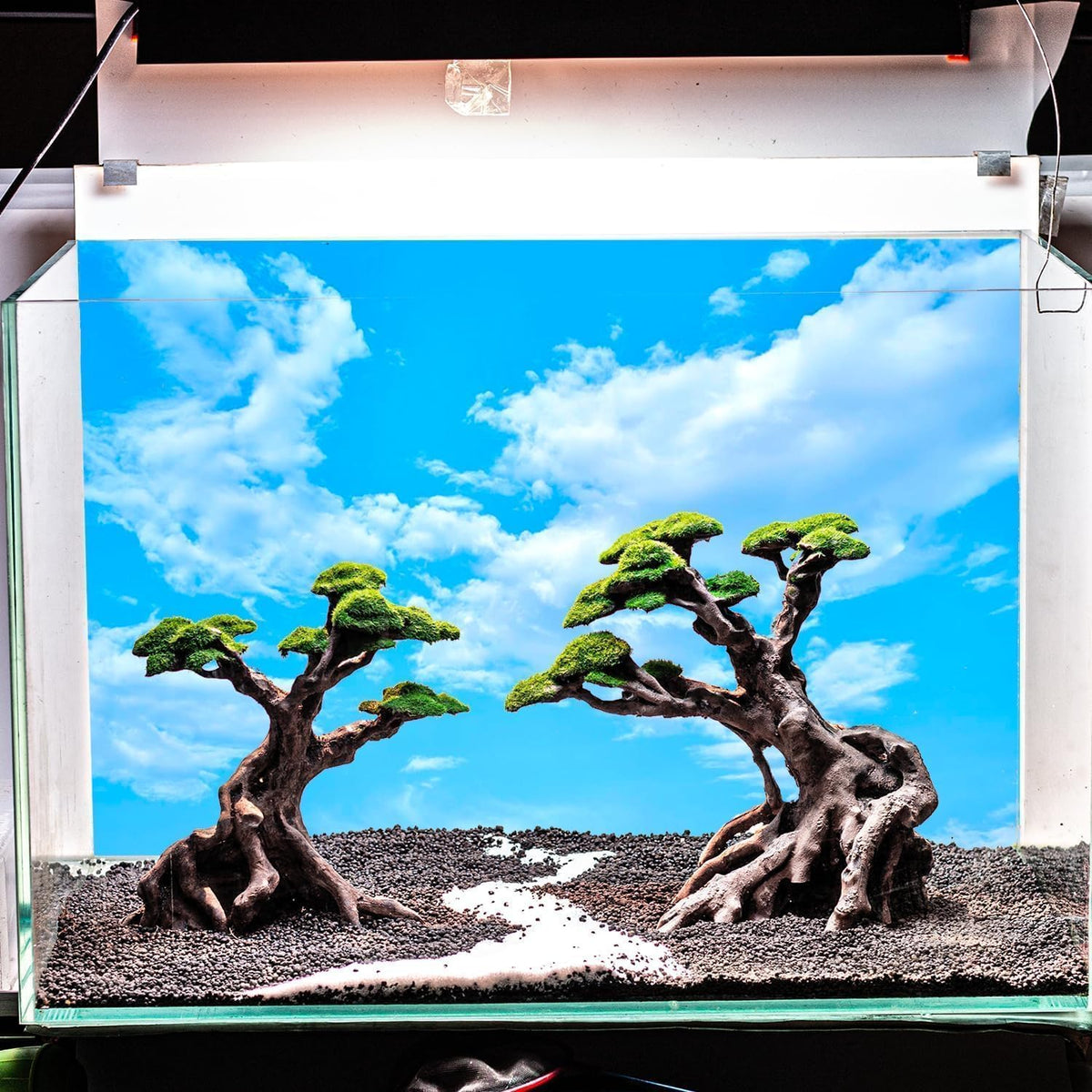 Novelsite Fish Tank Decorations - Large Bonsai Trees with Faux Moss- Aquarium Rocks Aquascaping