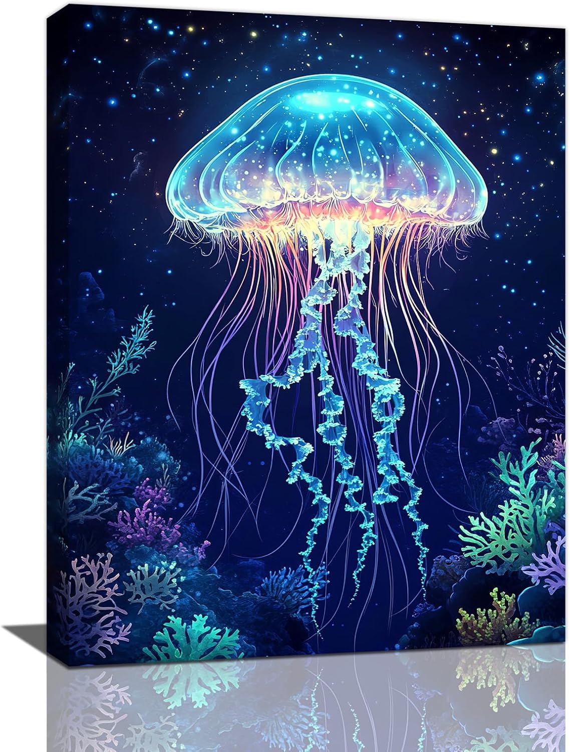 Ocean Jellyfish Wall Art Canvas Coral Fish Wall Decor Prints Framed Painting Underwater Pictures