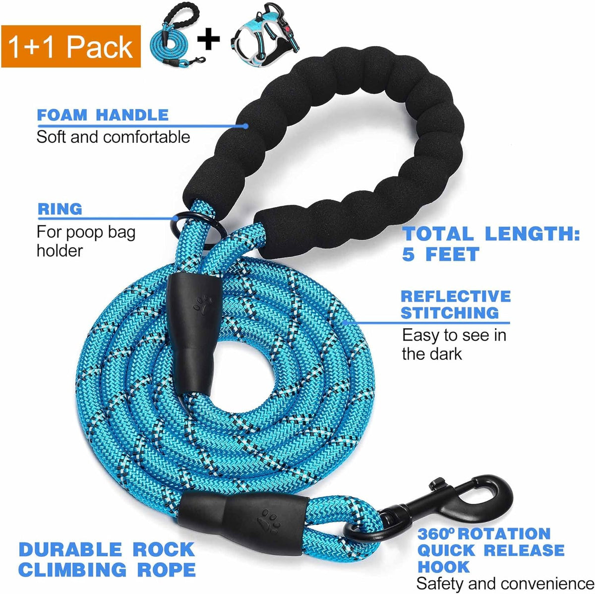 No Pull Dog Harness Adjustable Reflective Oxford Easy Control Medium Large Dog Harness with A Free