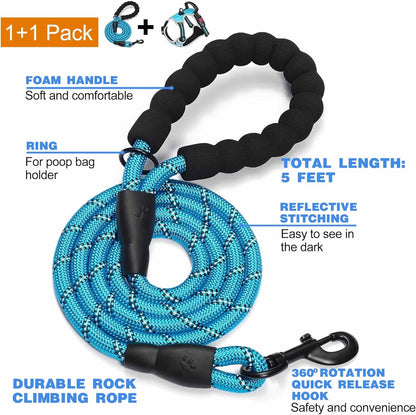 No Pull Dog Harness Adjustable Reflective Oxford Easy Control Medium Large Dog Harness with A Free