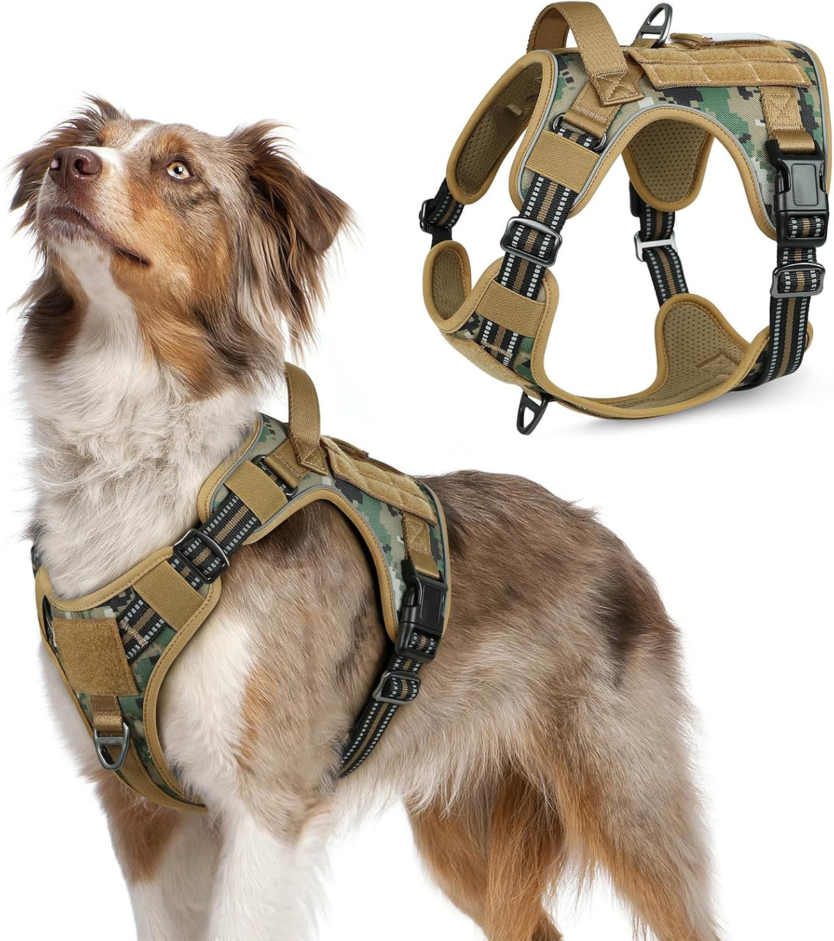 rabbitgoo Tactical Dog Harness Medium Sized Dog, No Pull Military Service Vest with Handle & Molle