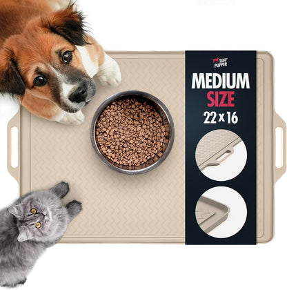 Tuff Pupper 22x16 Medium Dog Feeding Mat for Food and Water | Dog Feeding Mats for Floors |