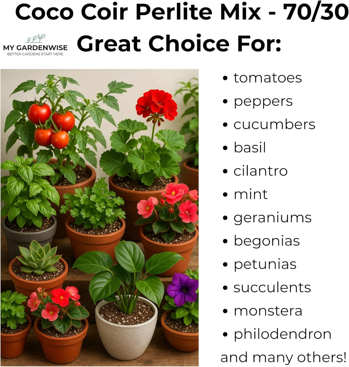 Coco Perlite - Coco Coir Perlite Mix - 70/30 Growing Media - Hydroponic, Indoor & Outdoor, Grow