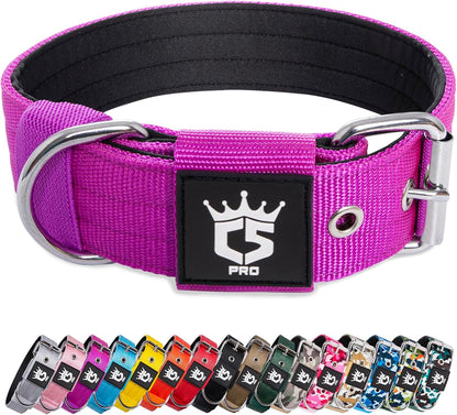 TSPRO Tactical Dog Collar 1.5 Inch Wide Thick Dog Collars with Heavy Duty Metal Buckle, Durable