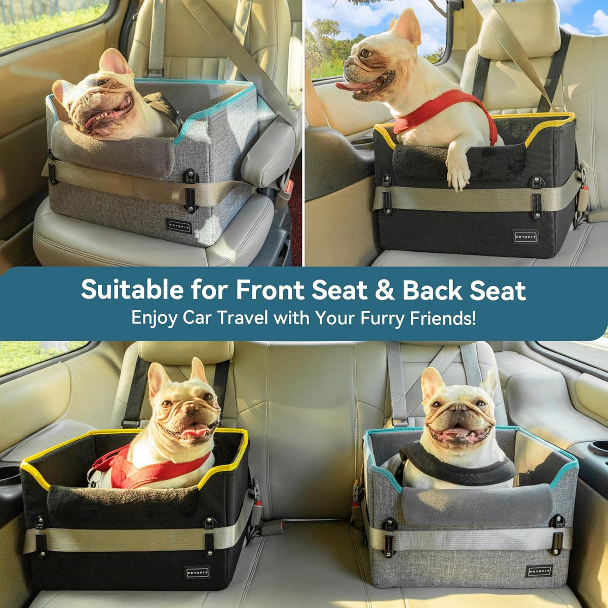 PETSFIT Dog Car Seats for Small Dogs, Patent Safety Buckles Dog Booster Car Seat, Dog Carseat with