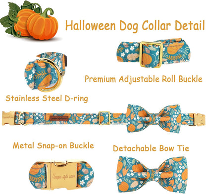 Unique style paws Halloween Dog Collar with Bow Tie Pumpkin Cotton Collar Adjustable Puppy Collar