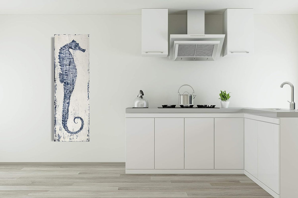 Yihui Arts Seahorse Wall Art Hand Painted Costal Paintings Blue Pictures Canvas Artwork for Living