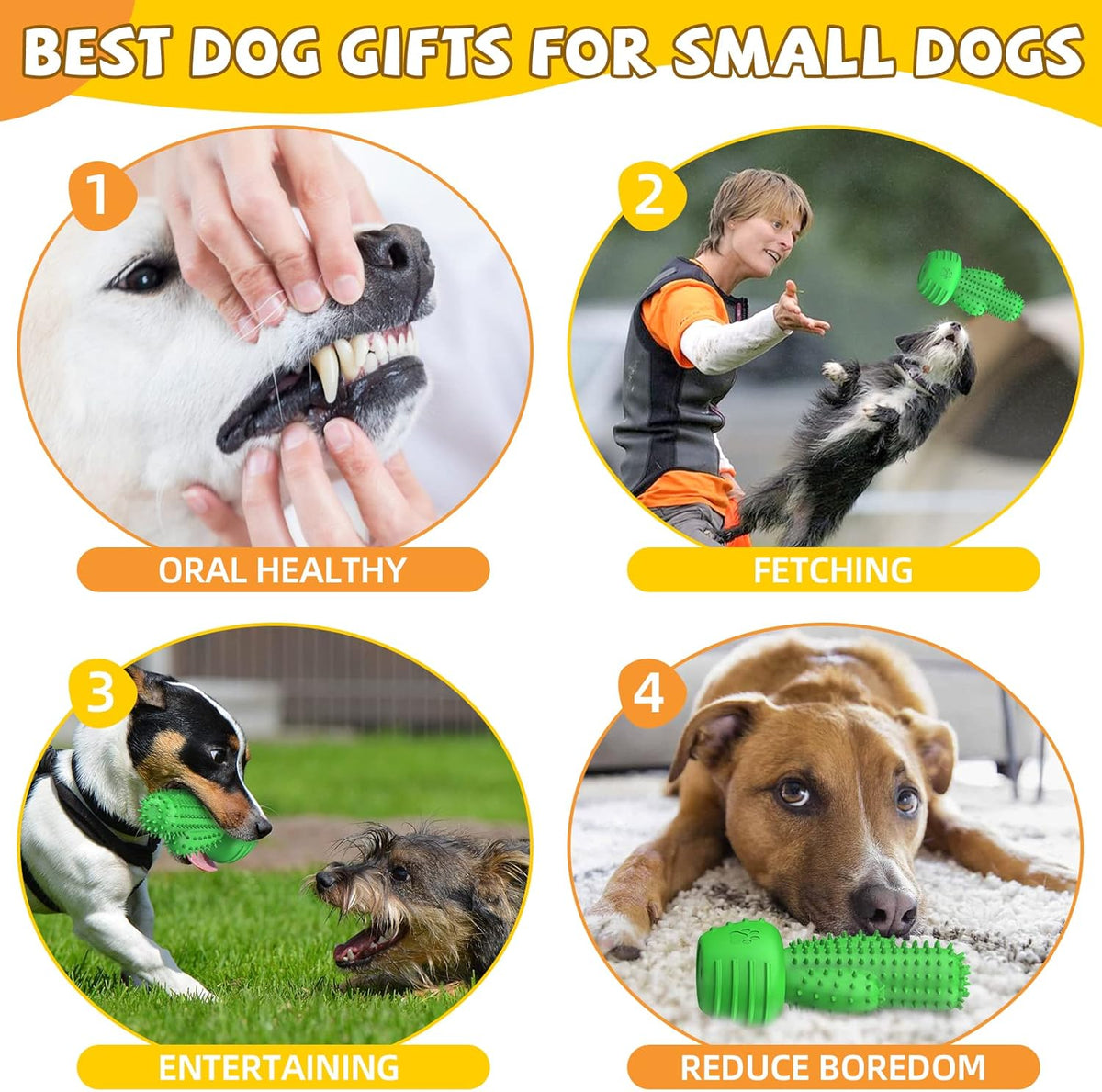 Christmas Dog Gifts, Dog Toys for Small Dogs Dog Toothbrush for Teething Cleaning, Rubber Squeaky