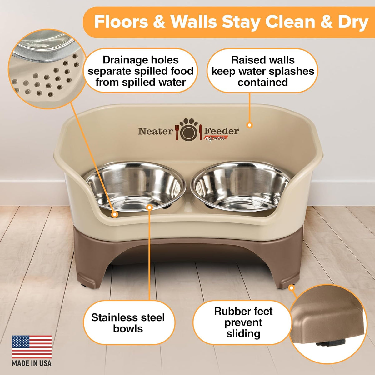 Neater Feeder Express Mess Proof Dog Bowls Elevated for Medium to Large Sized Breed, No Spill