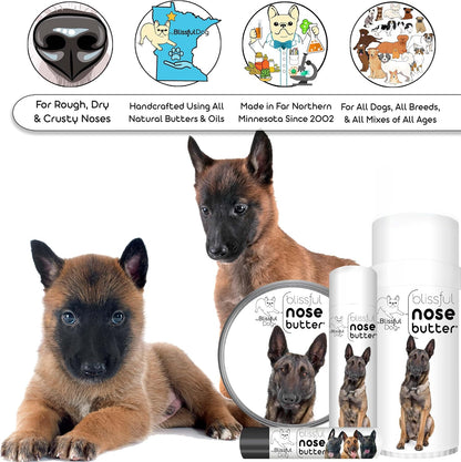The Blissful Dog Belgian Malinois Nose Butter for Dry, Cracked Skin, Lick-Safe Dog Nose Balm with