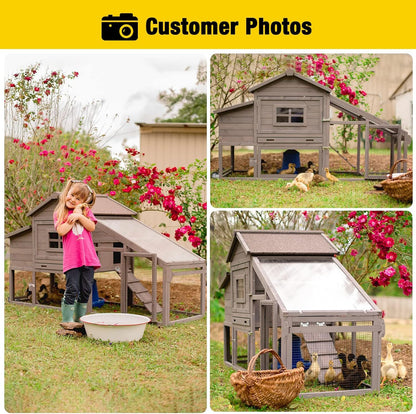 Aivituvin Chicken Coop Mobile Hen Coop, Large Poultry Cage with Wheels Outdoor Backyard Chicken