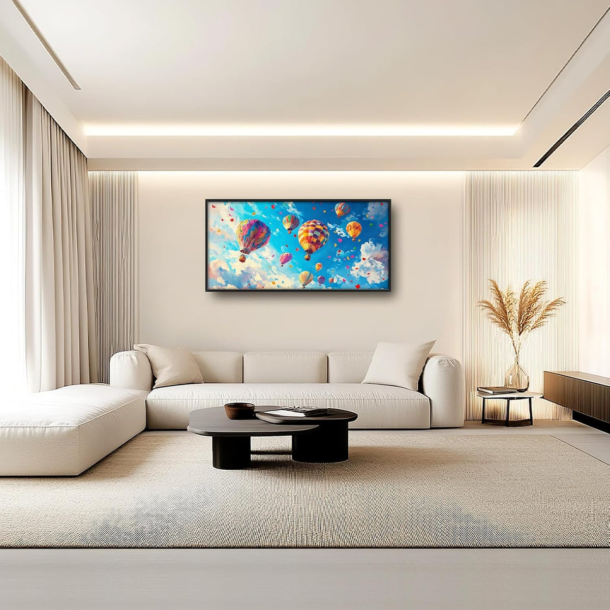 Hot Air Balloon Large Wall Art for Living Room, Framed Oversized Hot Air Balloon Wall Decor