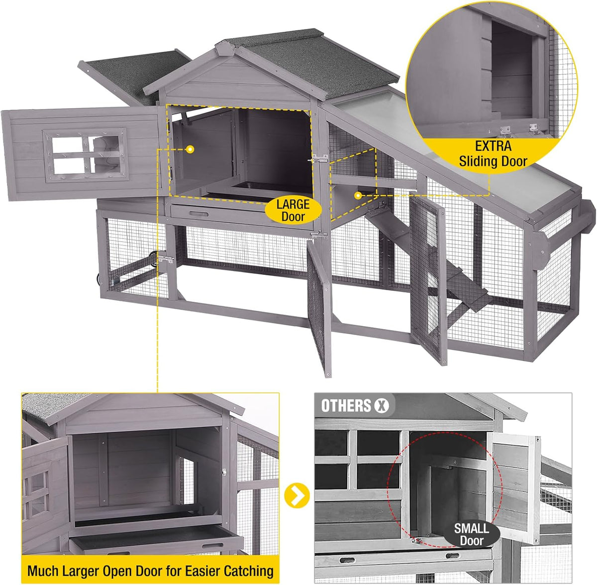 Aivituvin Chicken Coop Mobile Hen Coop, Large Poultry Cage with Wheels Outdoor Backyard Chicken