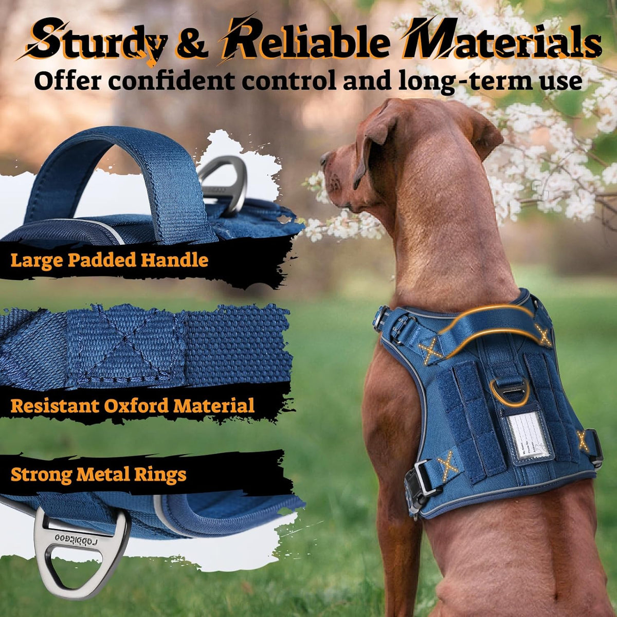 rabbitgoo Dog Harness Medium Sized No Pull, Tactical Service Pet Vest with Molle and Control