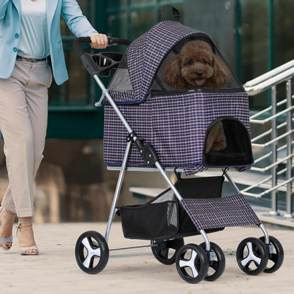 Magshion Foldable Pet Stroller, 3-in-1 Dog Travel Jogger with Detachable Carrier, Cup Holder
